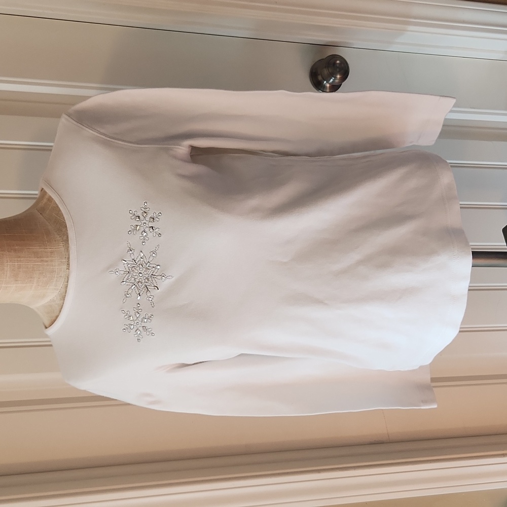 Sparkly Embroidered Snowflake Long Sleeve Shirt